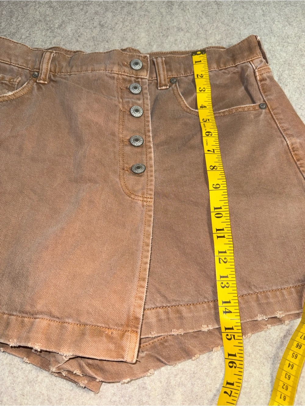 American Eagle Outfitters Brown Button-Front Denim Skort Shorts - Picture 6 of 9